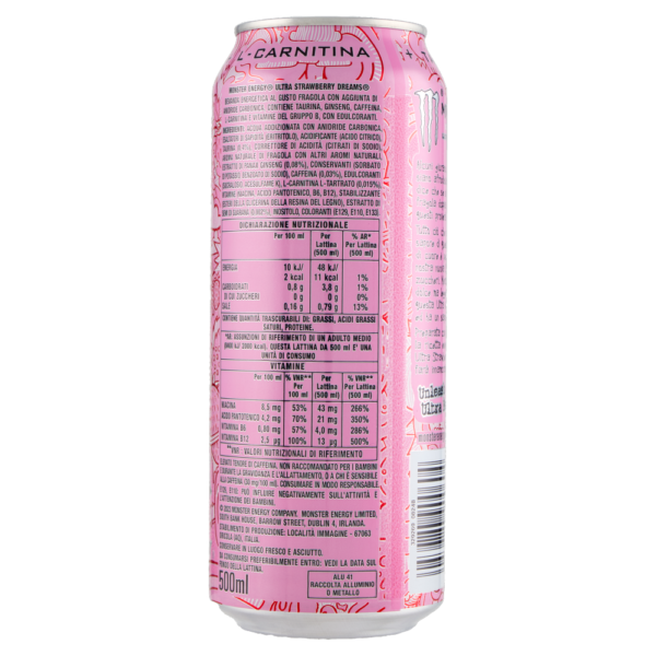 Monster Energy Ultra Strawberry Dreams alla Fragola 500ml ingredienti