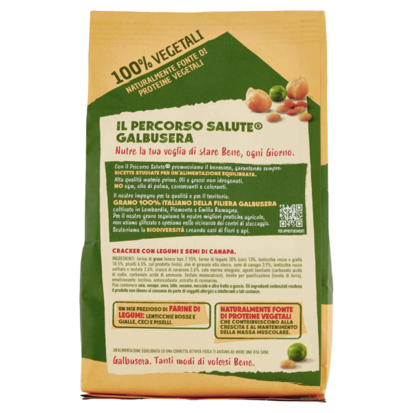 Galbusera Protein-G Cracker con Legumi, Semi e Lenticchie Rosse 200g retro
