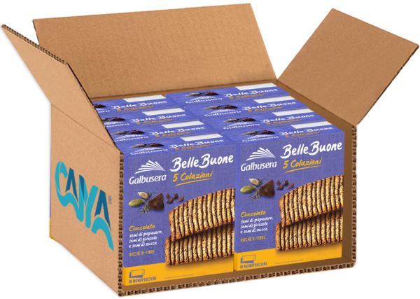 Galbusera BelleBuone Fette Spesse con Cioccolato, Semi di Papavero, Girasole e Zucca 200g box