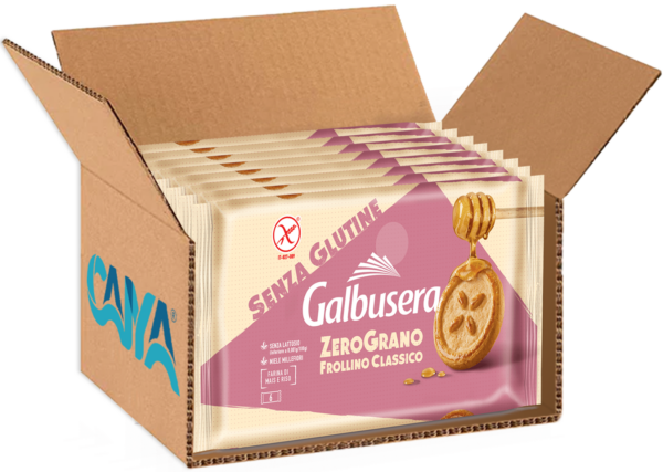 Galbusera ZeroGrano Frollini con Miele Millefiori Senza Glutine e Senza Lattosio 220g box