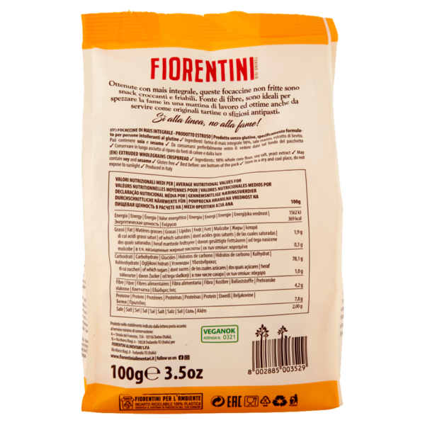 Fiorentini Le Croccanti Focaccine Mais Integrale 100g retro