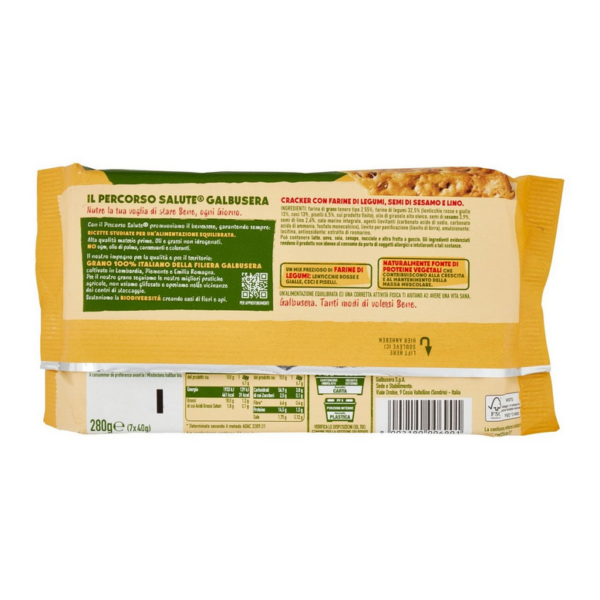 Galbusera Protein-G Crackers con Legumi, Sesamo e Lino 280g