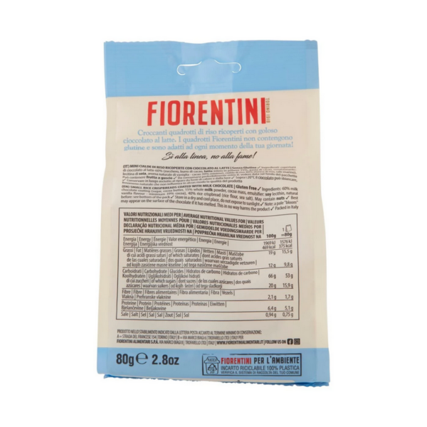 Fiorentini Quadrotti di Riso con Cioccolato al Latte 80g retro