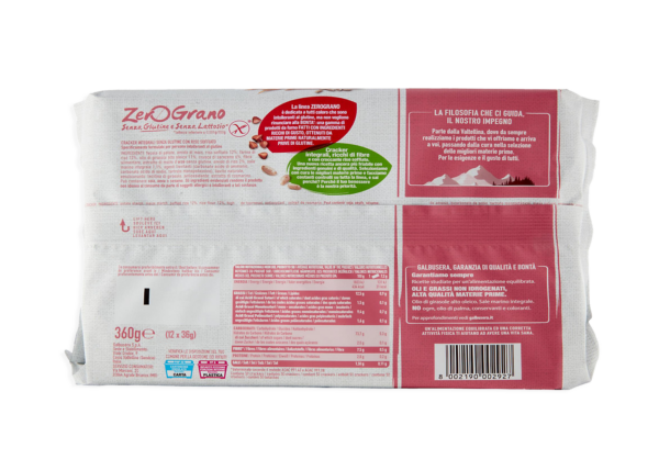Galbusera ZeroGrano Cracker Integrale con Riso Soffiato Gluten Free 360g retro