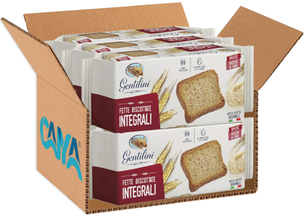 Gentilini Fette Biscottate Integrali Spesse e Ricche di Fibre 175g box