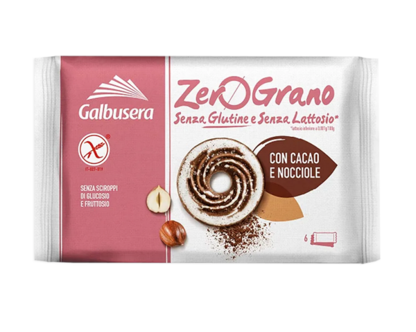 Galbusera ZeroGrano Frollini con Cacao e Nocciole Senza Glutine e Senza Lattosio 220g