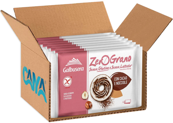 Galbusera ZeroGrano Frollini con Cacao e Nocciole Senza Glutine e Senza Lattosio 220g box