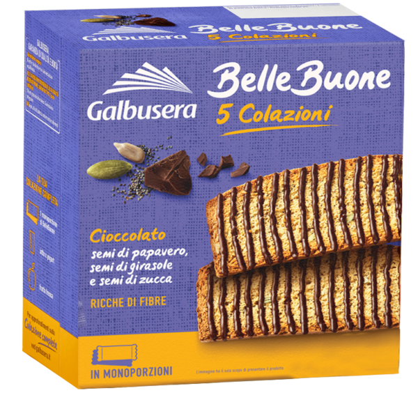 Galbusera BelleBuone Fette Spesse con Cioccolato, Semi di Papavero, Girasole e Zucca 200g