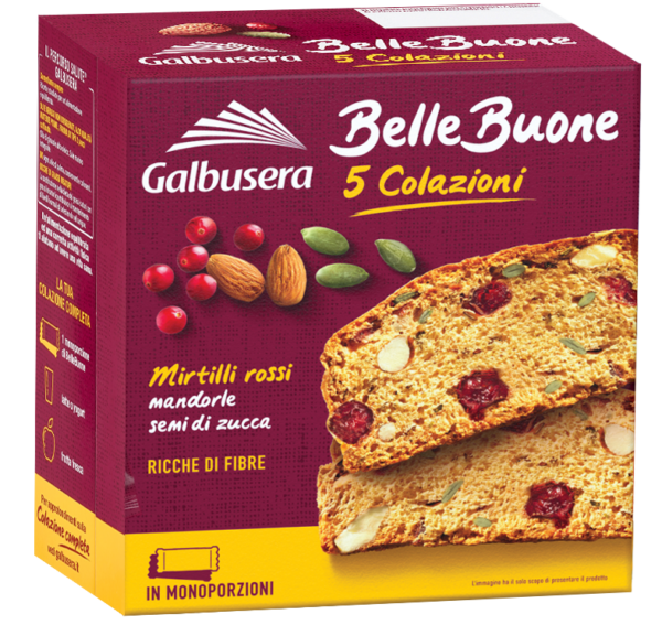 Galbusera BelleBuone Fette Spesse con Mirtilli Rossi, Mandorle e Semi di Zucca 200g