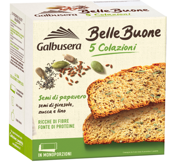 Galbusera BelleBuone Fette Spesse con Semi di Papavero, Girasole, Zucca e Lino 200g