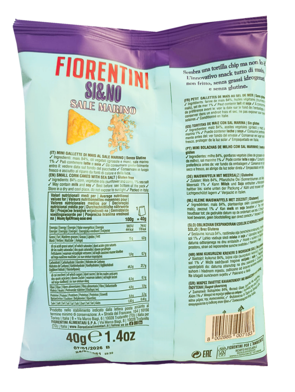 Fiorentini Pop's Sea Salt Mini Gallette di Mais con Sale Marino 40g ingredienti