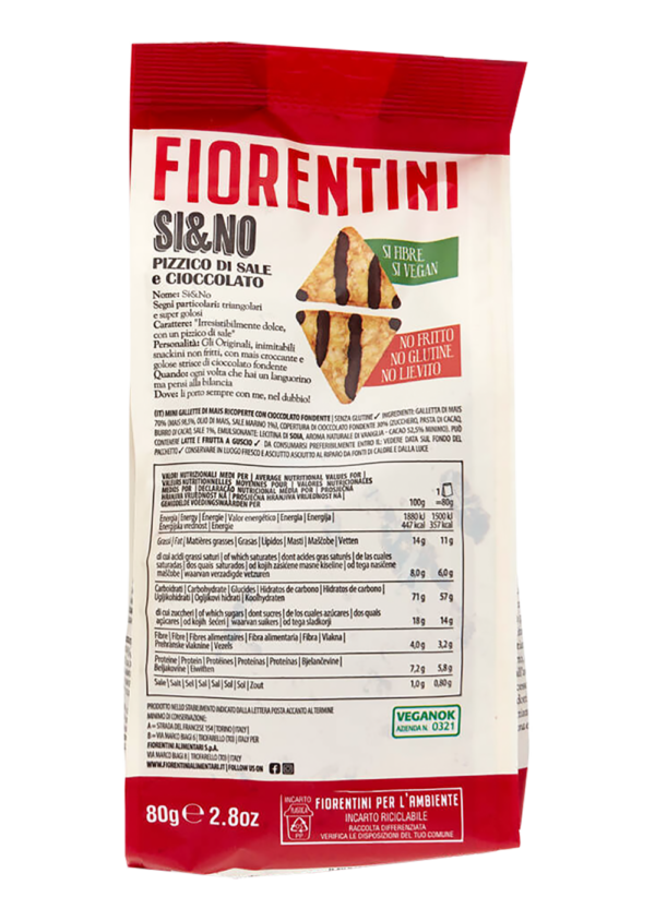 Fiorentini Si&No BIO Triangolini di Mais Salati e Cioccolato Fondente 80g ingredienti