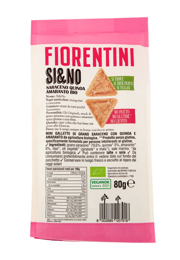 Fiorentini Si&No BIO Triangolini di Grano Saraceno con Quinoa e Amaranto 80g ingredienti
