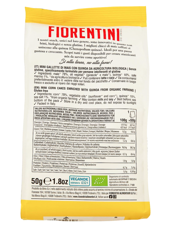Fiorentini Mais Snack Mini Gallette con Semi di Quinoa Senza Glutine 50g
