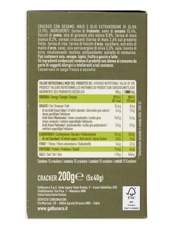 Galbusera BelleBuone Cracker con Sesamo e Mais 200g