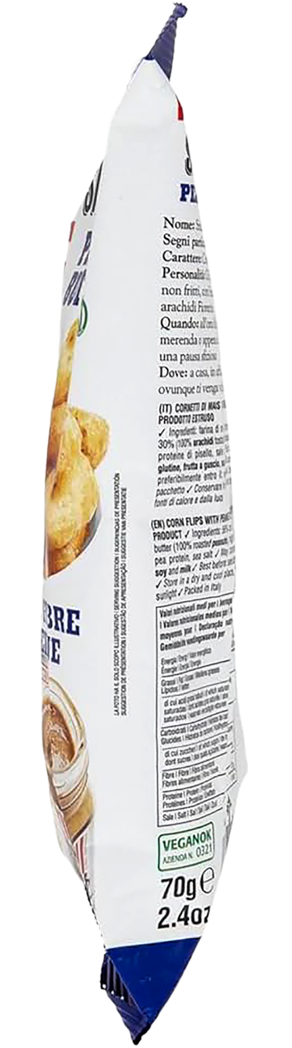 Fiorentini Snick Snack Peanut Butter Cornetti di Mais con Crema di Arachidi 70g