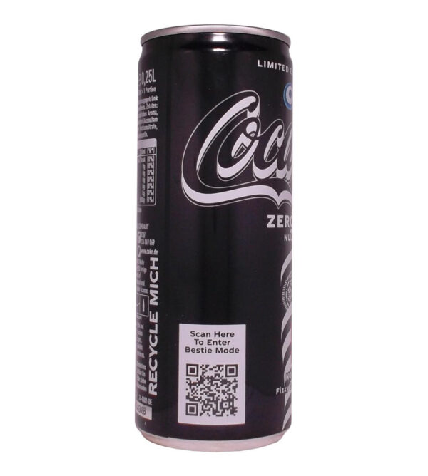 Coca Cola Oreo Zero Sugar Gusto Oreo 250ml (Limited Edition) lato