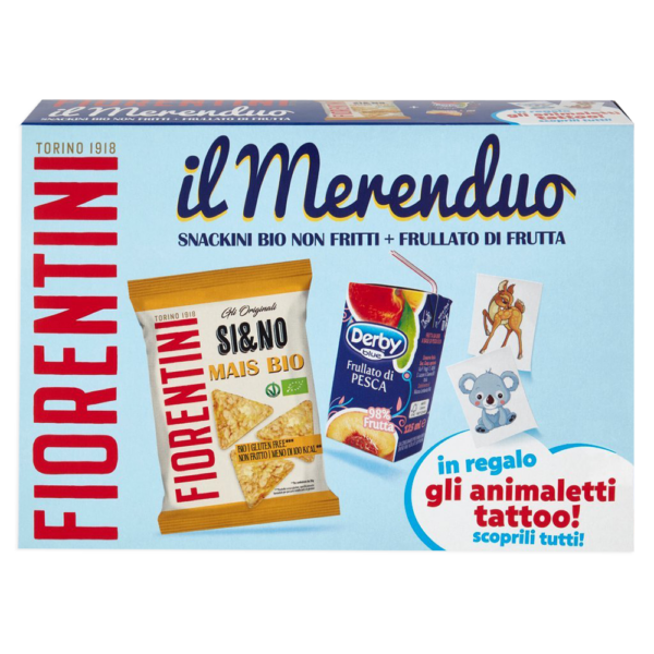 Fiorentini Il Merenduo Snack Bio di Mais + Frullato alla Pesca