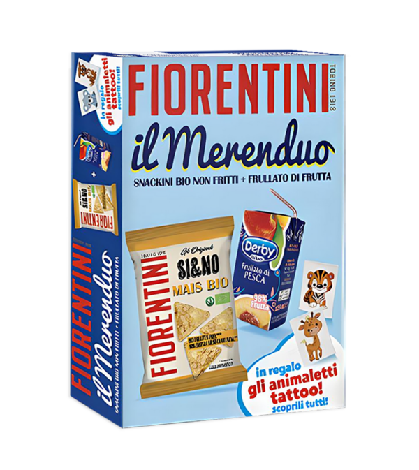 Fiorentini Il Merenduo Snack Bio di Mais + Frullato alla Pesca