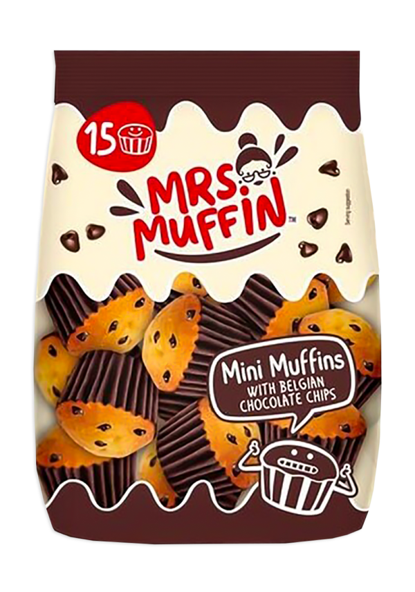 Mr. Brownie Mini Muffins con Gocce di Cioccolato Belga 225g