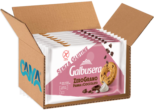 Galbusera ZeroGrano Frollini con Panna e Gocce di Cioccolato Senza Glutine e Senza Lattosio 220g box