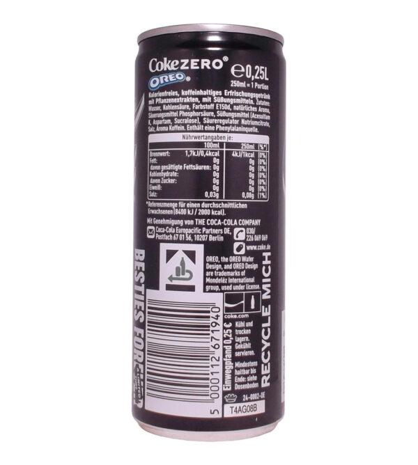 Coca Cola Oreo Zero Sugar Gusto Oreo 250ml (Limited Edition) retro