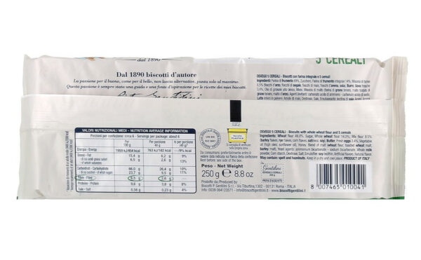 Gentilini Osvego Biscotti ai 5 Cereali 250g retro