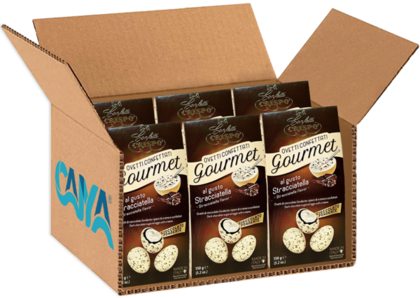 Crispo Ovetti Confettati Gourmet Cioccolato Fondente al gusto Stracciatella 150g box