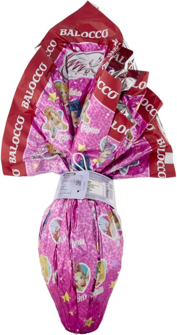 Balocco Uovo Winx Club al Cioccolato al Latte con Sorpresa 240g retro