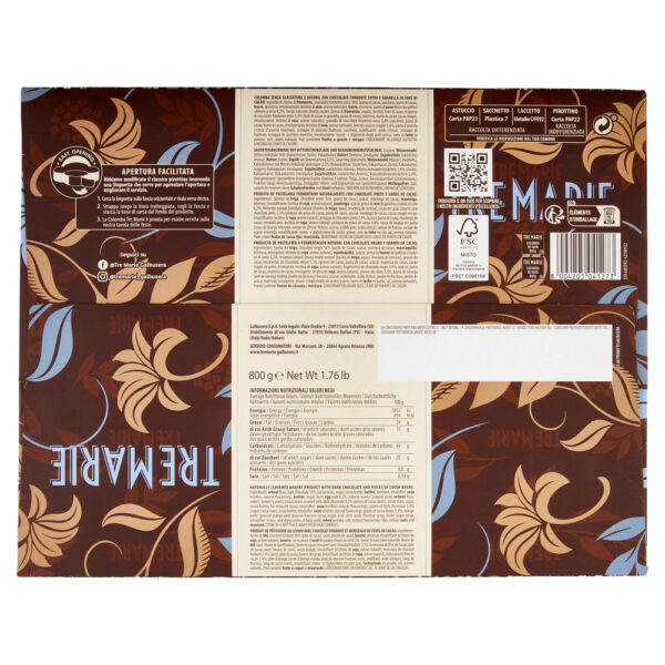 Tre Marie Colomba Re Noir con Cioccolato Extra Fondente 800g retro