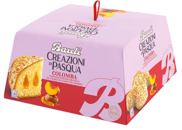 Bauli Creazioni di Pasqua Colomba al Cioccolato Bianco, Farcitura di Pesca e Granella all'Amaretto 750g