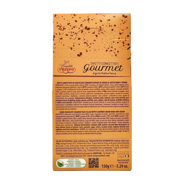 Crispo Ovetti Confettati Gourmet Cioccolato, Babà e Panna 150g retro