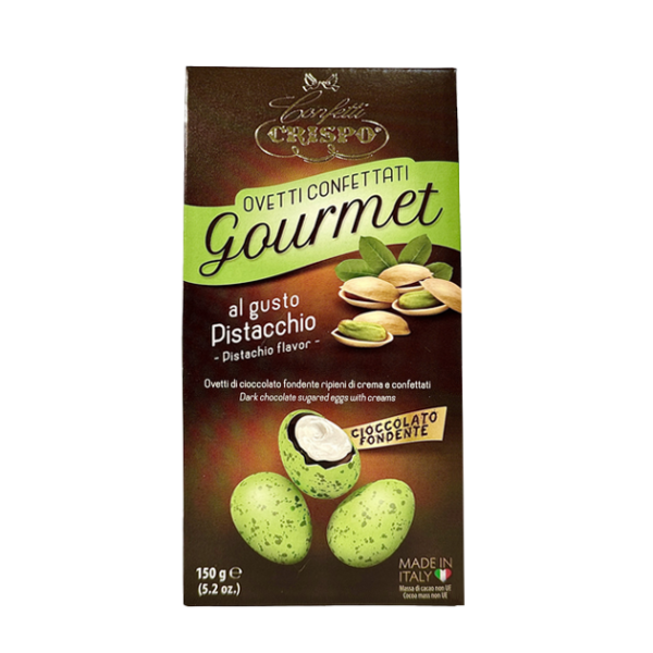 Crispo Ovetti Confettati Gourmet Cioccolato Fondente e Pistacchio 150g