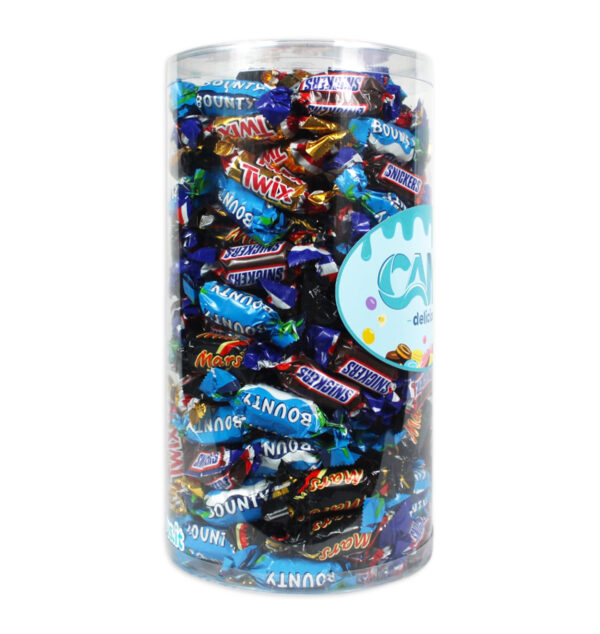 Cilindro Miniatures Mix con Bounty, Mars, Snickers e Twix 2kg