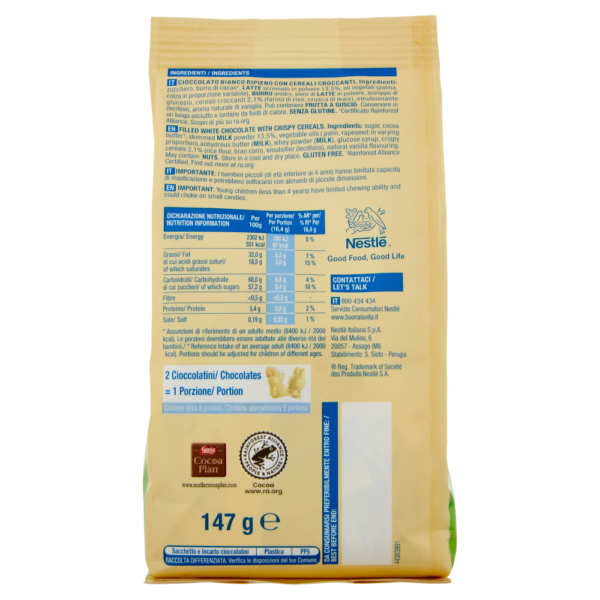 Galak Easter Friends al Cioccolato Bianco e Cereali 147g retro