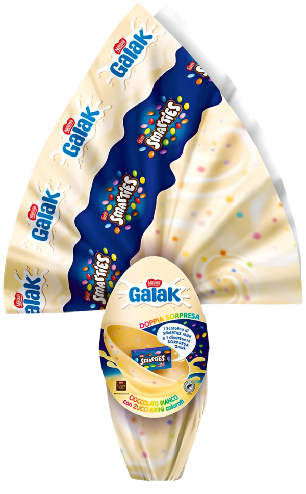 Galak SMARTIES Uovo al Cioccolato Bianco con Doppia Sorpresa 240g