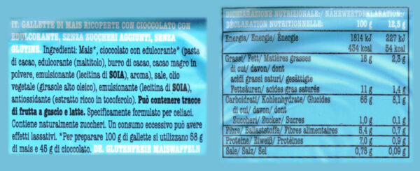 Gullon Zero Zuccheri Gallette di Mais Ricoperte di Cioccolato 100g ingredienti