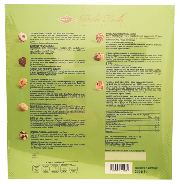 Condorelli Dolci Frolle Finissima Pasticceria Biscotti Assortiti Classici, Limone, Vaniglia e Cacao 350g ingredienti