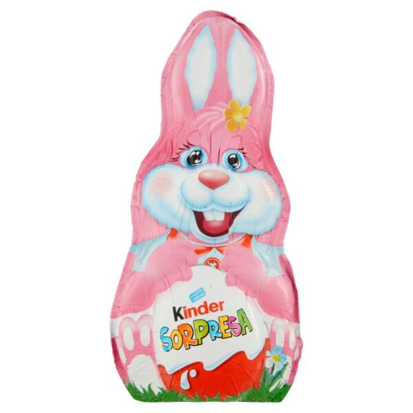 Kinder Coniglio di Pasqua Rosa, Figura Cava Pasquale, Cioccolato a Latte con Sorpresa 75g
