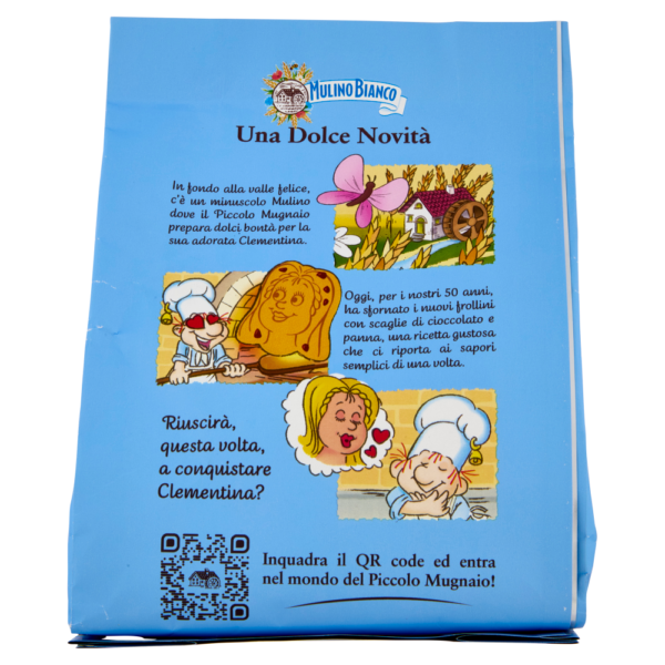Mulino Bianco Frollini del Piccolo Mugnaio con Scaglie di Cioccolato e Panna 300g retro