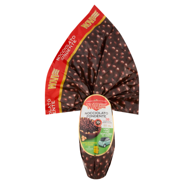 Novi Uovo Nocciolato Fondente al Cioccolato Fondente e Nocciole Intere 450g