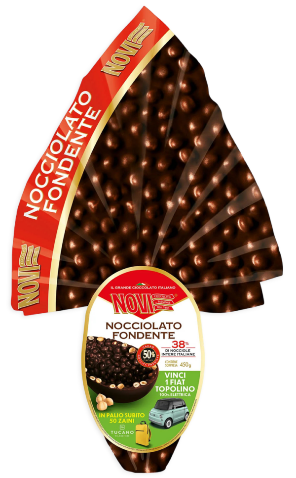Novi Uovo Nocciolato Fondente al Cioccolato Fondente e Nocciole Intere 450g