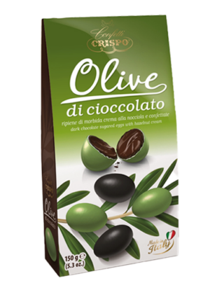 Crispo Olive Confettate al Cioccolato Fondente Ripiene alla Nocciola 150g