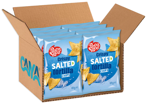 Poco Loco Tortilla Chips Crispy Salted Snack di Mais Salati 125g box