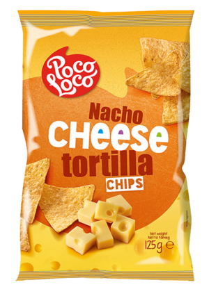 Poco Loco Tortilla Chips Nacho Cheese Snack di Mais al Formaggio 125g