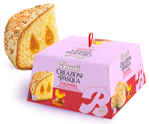Bauli Creazioni di Pasqua Colomba al Cioccolato Bianco, Farcitura di Pesca e Granella all'Amaretto 750g