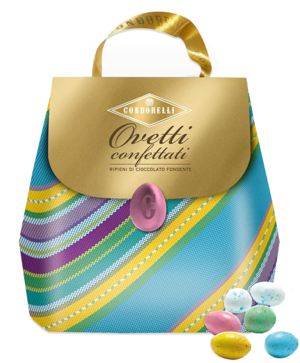 Condorelli Shopper Ovetti Confettati di Cioccolato Fondente e alla Nocciola 200g