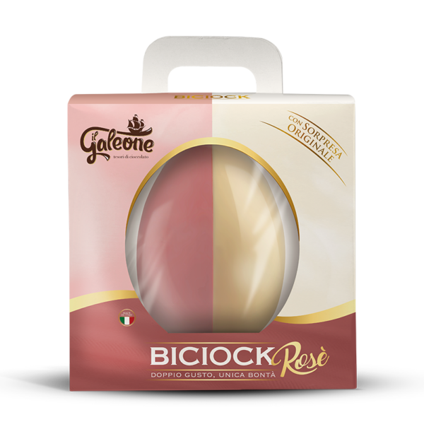 Il Galeone Uovo Biciock Rosè al Cioccolato Bianco e Rosa con Sorpresa 300g