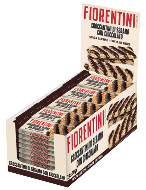 Fiorentini Croccantini di Sesamo con Cioccolato Singoli, Box 24x60g