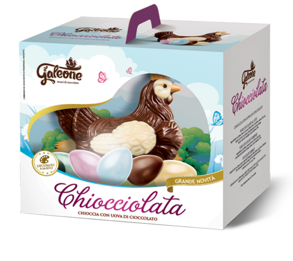 Il Galeone Chiocciolata Gallinella con Uova di Cioccolato a Latte e Bianco 450g